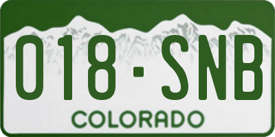 CO license plate 018SNB