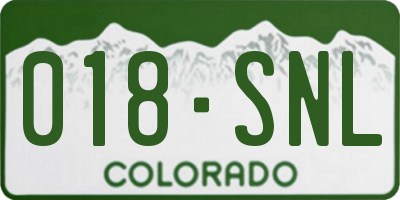 CO license plate 018SNL