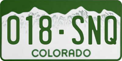 CO license plate 018SNQ