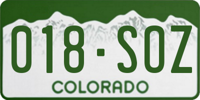 CO license plate 018SOZ