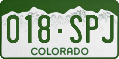 CO license plate 018SPJ
