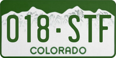 CO license plate 018STF