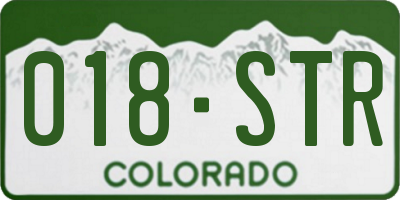 CO license plate 018STR
