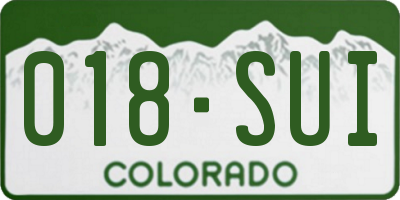 CO license plate 018SUI