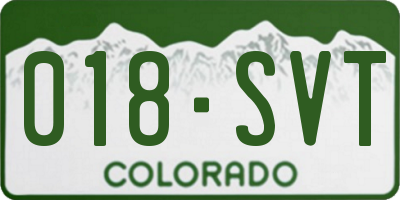 CO license plate 018SVT