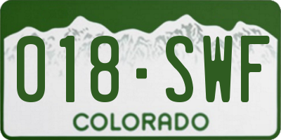 CO license plate 018SWF