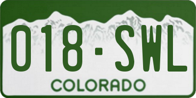 CO license plate 018SWL