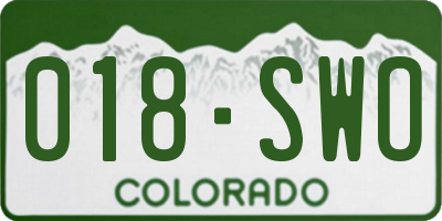 CO license plate 018SWO
