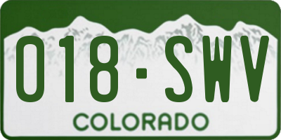 CO license plate 018SWV
