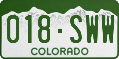 CO license plate 018SWW