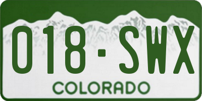 CO license plate 018SWX