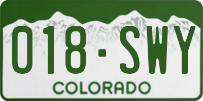 CO license plate 018SWY