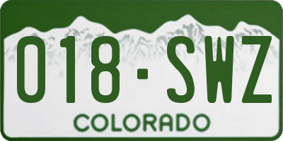 CO license plate 018SWZ