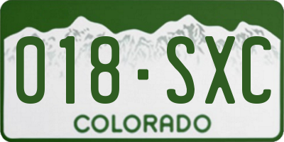 CO license plate 018SXC