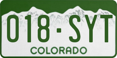 CO license plate 018SYT