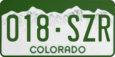 CO license plate 018SZR