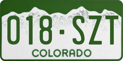 CO license plate 018SZT