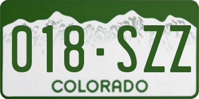 CO license plate 018SZZ