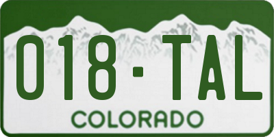CO license plate 018TAL