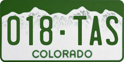CO license plate 018TAS