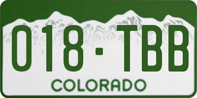 CO license plate 018TBB