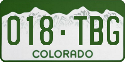 CO license plate 018TBG
