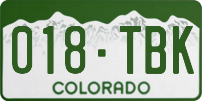 CO license plate 018TBK
