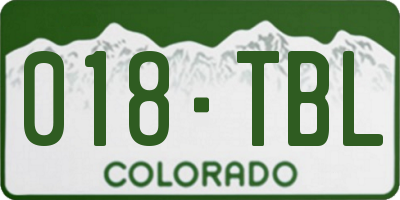 CO license plate 018TBL