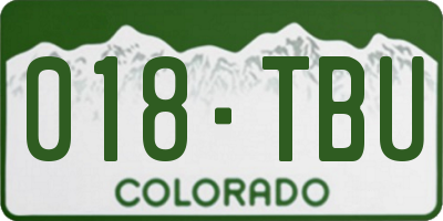 CO license plate 018TBU