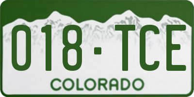 CO license plate 018TCE