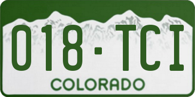 CO license plate 018TCI