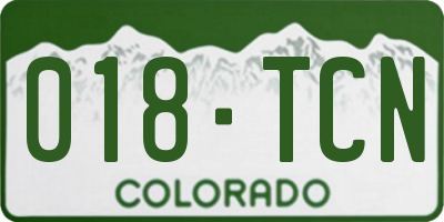CO license plate 018TCN