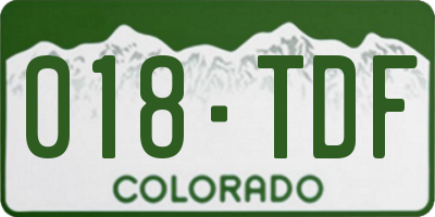 CO license plate 018TDF
