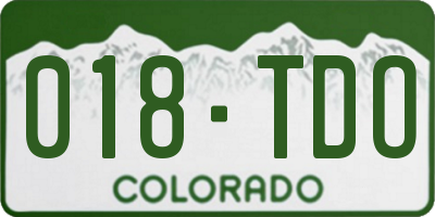 CO license plate 018TDO