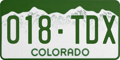 CO license plate 018TDX