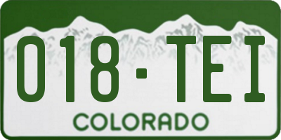 CO license plate 018TEI