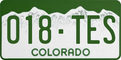 CO license plate 018TES