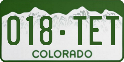 CO license plate 018TET