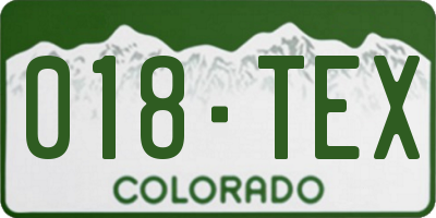 CO license plate 018TEX
