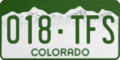 CO license plate 018TFS