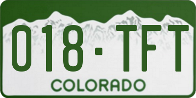 CO license plate 018TFT