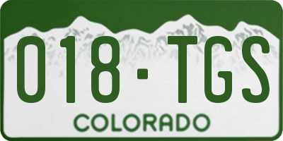 CO license plate 018TGS