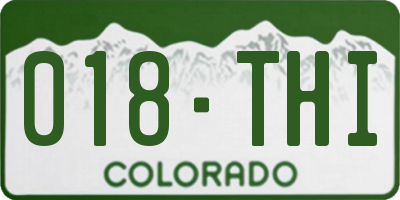 CO license plate 018THI