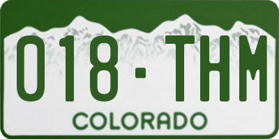 CO license plate 018THM