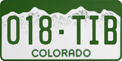 CO license plate 018TIB
