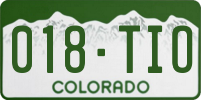 CO license plate 018TIO