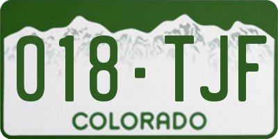 CO license plate 018TJF