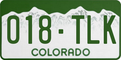 CO license plate 018TLK