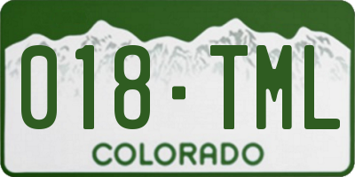 CO license plate 018TML