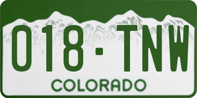CO license plate 018TNW